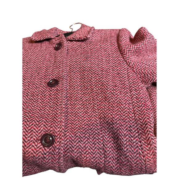 Vintage Y2K Wool Houndstooth Winter Coat Women's Size Medium Pink Purple & Red - Picture 5 of 7